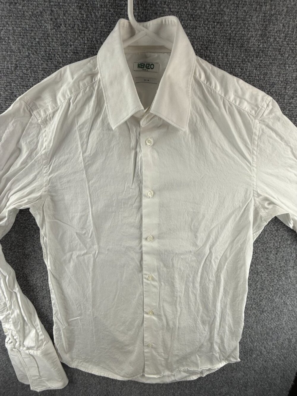 Kenzo Cotton French Cuff Size 15 Slim Romania White Solid Mens Button Up Woven
